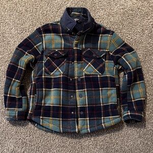 Kids' Plaid Shirt Jacket - Navy and Teal